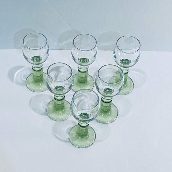 🌟5xHP🌟VTG 6 Rocco Limoncino Green Pedestal Cordial Glasses Bormioli Rocco - Picture 3 of 6